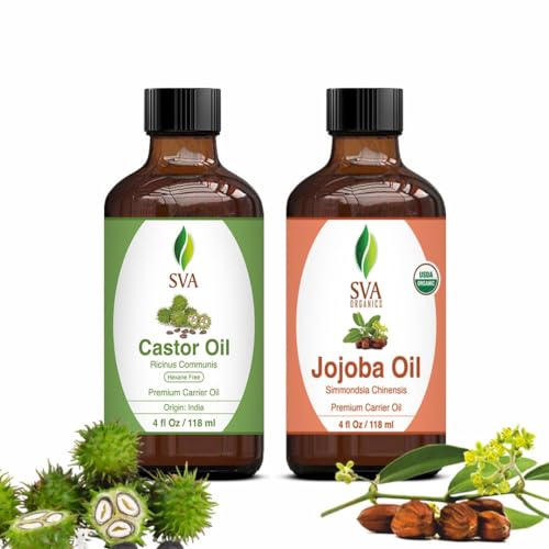 Hair Oil Bundle | 4oz Castor Oil & 4oz Jojoba Oil, Premium Grade for Hair and Skin Care