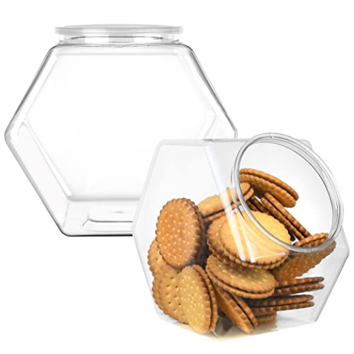 Plastic Cookie Jar | 1 Gallon, 2-Pack, BPA-Free, Hexagon Shape