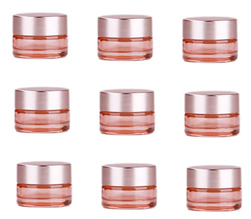 Cosmetic Jar | Pink Glass, 10 Pack, 5g/5ml, Rose Gold Lids