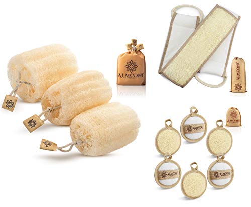 Loofah Bundle | Natural Egyptian Shower Sponge, Back Scrubber, Facial Loofah