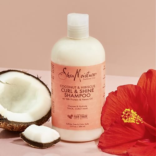 SheaMoisture Curl and Shine Coconut Shampoo Coconut and Hibiscus for Curly Hair Paraben Free Shampoo 13 oz