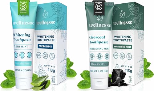 Whitening Toothpaste Bundle | Fresh Mint, 4 oz, Fluoride Free, Activated Charcoal