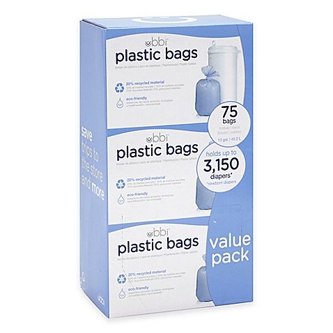 Diaper Pail Bags | 75-Count Value Pack, Plastic, 3 Pack