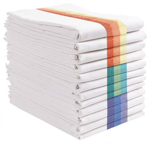 Dish Towels | Set of 12, 100% Cotton, Soft and Absorbent, 28"x20"