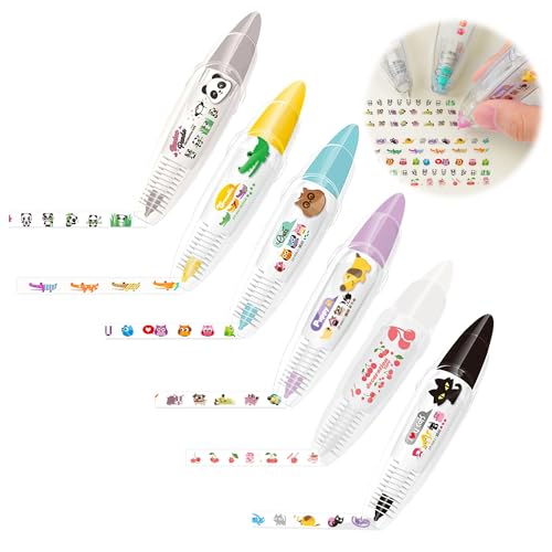 Decorative Tape Pen | 6 Pack, Cute Animal Patterns, Creative DIY Scrapbooking