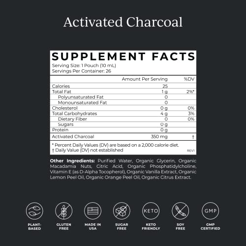 Charcoal Supplement | Gut Health & Digestive Support, Lemon Cream Flavor, 26 Pouches