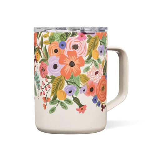 Insulated Coffee Mug | 16 oz, Stainless Steel, Spill-Resistant, Garden Party Design