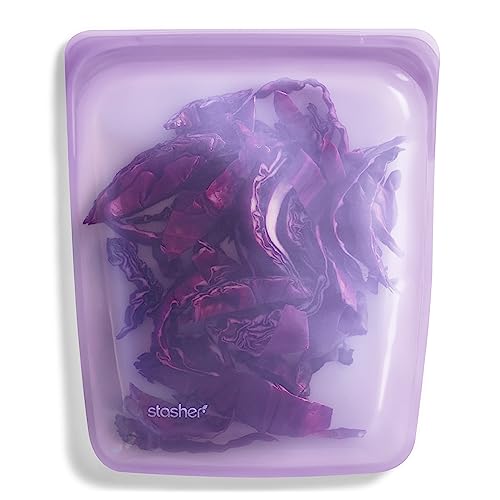 Stasher Platinum Silicone Food Grade Reusable Storage Bag, Purple (1/2 Gallon) | Reduce Single-Use Plastic | Cook, Store, Sous Vide, or Freeze | Leakproof, Dishwasher-Safe, Eco-friendly | 64 Oz