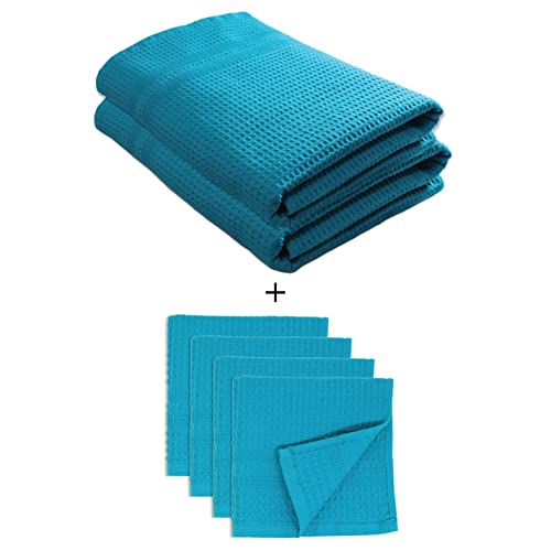 Bath Towel Set | Set of 2 Towels, Includes 4 Washcloths