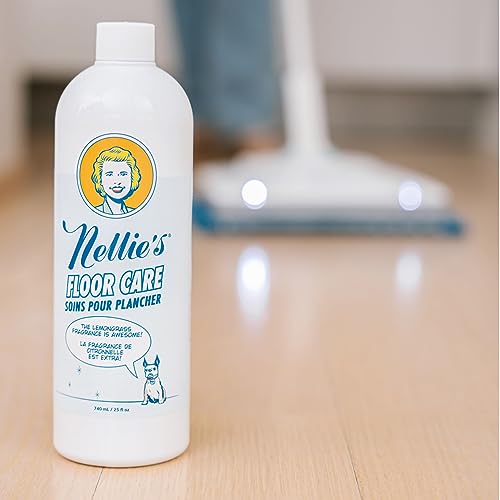 Nellie's Floor Care - Plant-Based Cleaner for Hardwood, Tile, Ceramic, and More - Removes Household Dirt and Odors - Refreshing Lemongrass Scent (25 fl oz) - Planet Friendly Cleaning Solution