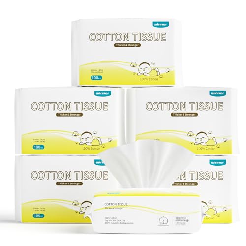 Cotton Dry Wipes | 600 Count, Ultra Soft, Unscented, Hypoallergenic