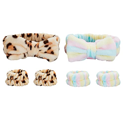 Hair Accessories Set | 6 Pcs, Reusable Spa Headbands & Wrist Washbands