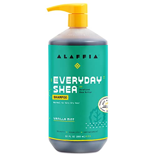 Shampoo | Gentle Cleansing, Normal to Dry Hair, Fair Trade Shea Butter, Vegan, No Parabens, Vanilla Mint 32 Fl Oz