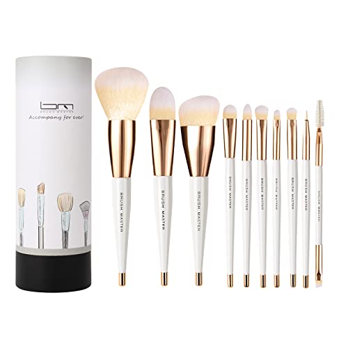 Makeup Brush Set | 10 Pieces, Professional Kabuki, Full Face, Includes Holder