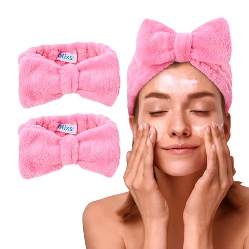 Hair Accessories | 2 Pack Microfiber Towel Headband, Elastic Band with Bow