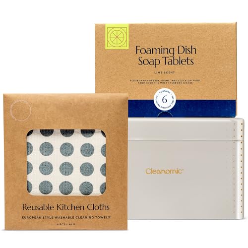 Cleaning Essentials Set | Reusable Cloth, Foaming Soap, Tablet Tin Bundle