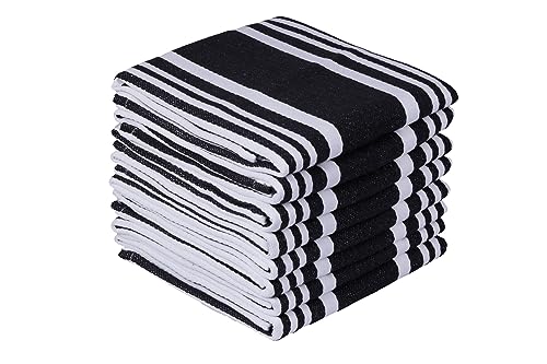 Dish Cloths | Black & White Set, 8 Pack, 100% Cotton, 12x12 Inch