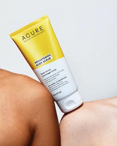 ACURE Brightening Body Scrub - Skin Renewal with Blend of Clay, Sea Salt & Niacinamide Extract - Rejuvenating Exfoliation for Soft, Refreshed Glowing Clear Skin - Suitable for All Skin Types - 6 Fl Oz