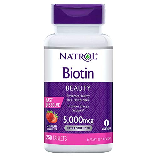 Biotin Tablets | 5000 mcg, Strawberry Flavor, Fast Dissolve, 250 Count