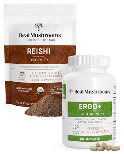 Mushroom Supplement Bundle | Ergothioneine, Reishi Powder, Shiitake & Oyster Extracts, 60ct + 45 Servings