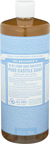 Body Soap | Baby Unscented, 32 fl oz, Organic Oils, 18-in-1 Uses