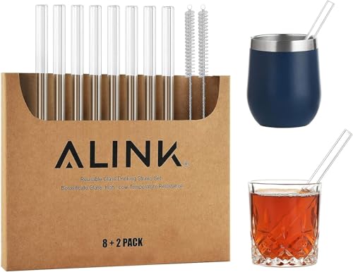 Drinking Straws | 6 in, Pack of 8, Includes Cleaning Brush