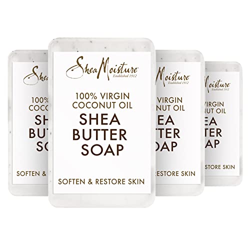 SheaMoisture Shea Butter Soap for All Skin Types 100 percent Virgin Coconut Oil Cruelty Free Skin Care 8 oz 4 Count