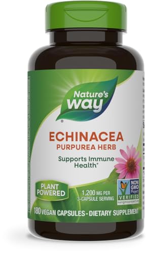 Echinacea Purpurea Capsules | Immune Support, 1,200 mg per 3-Capsule Serving, 180 Count