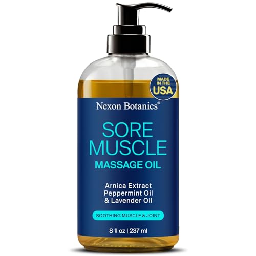 Massage Oil | 8 fl oz, Peppermint, Lavender, Arnica for Pain Relief