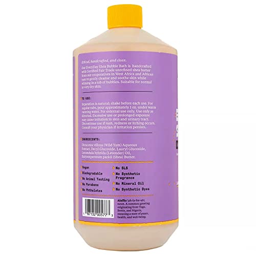 Bubble Bath | Soothing Support, Deep Relaxation, Soft Moisturized Skin, Fair Trade Shea Butter, Cruelty Free, No Parabens, Vegan, Lavender Scent, 32 Fl Oz