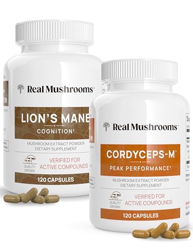 Mushroom Capsules | Lions Mane & Cordyceps, 120 Count Each