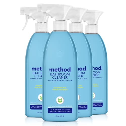 Bathroom Cleaner | Mold and Mildew Remover, Eucalyptus Mint Scent, 28 Fl Oz, Pack of 4