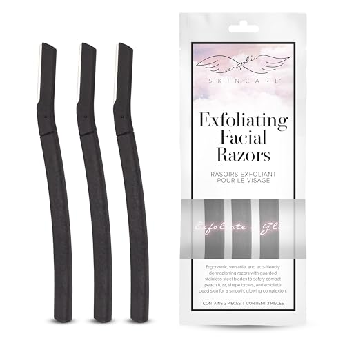 Facial Razor Set | 3 Pack, Exfoliating for Eyebrows & Peach Fuzz, Stainless Steel Blades