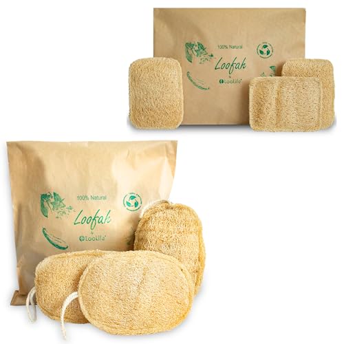 Loofah Sponge Set | Exfoliating Body & Kitchen Sponges, 3 Pack Each