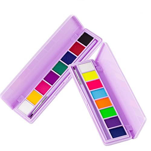 Body Paint Palette | 16 Colors, Neon UV, Fluorescent Black & White, Matte Finish