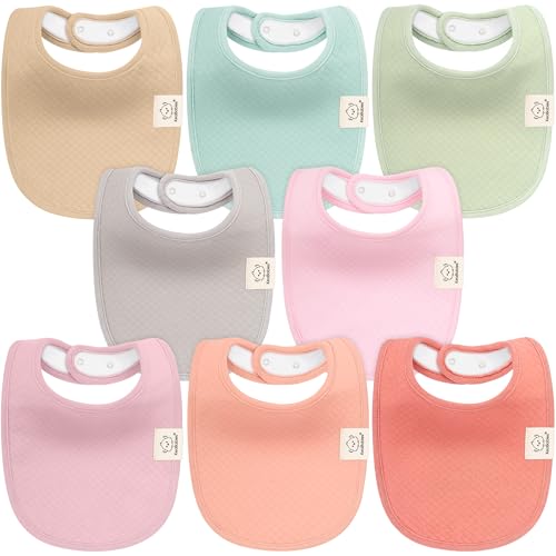 Baby Bibs | 8-Pack, Absorbent Cotton for Drooling and Teething