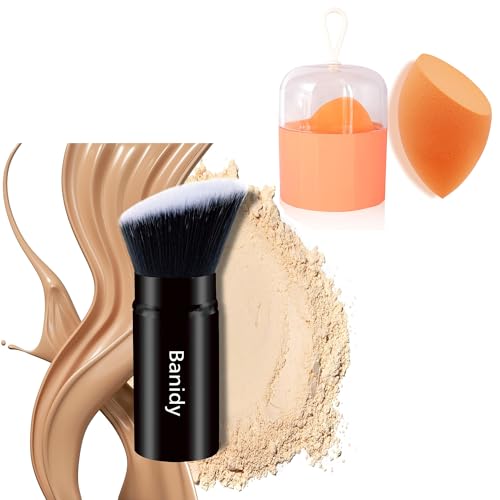 Makeup Brush Set | Retractable Face Brushe Blender Sponge w Holder