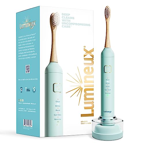 Electric Toothbrush | Rechargeable, Comes w/ 2 Bamboo Brush Heads and Charging Station