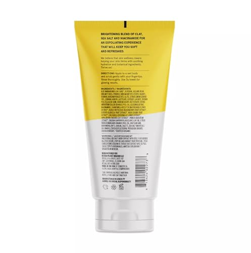 ACURE Brightening Body Scrub - Skin Renewal with Blend of Clay, Sea Salt & Niacinamide Extract - Rejuvenating Exfoliation for Soft, Refreshed Glowing Clear Skin - Suitable for All Skin Types - 6 Fl Oz