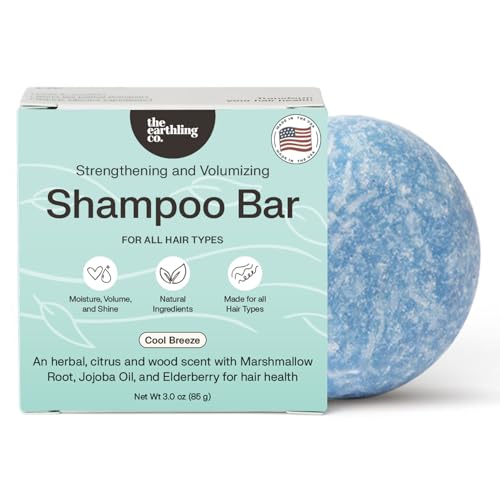 The Earthling Co. Shampoo Bar - Promote Hair Growth, Strengthen & Volumize All Hair Types - Paraben & Sulfate Free formula with Natural, Vegan Ingredients for Dry Hair (Cool Breeze, 3 oz)