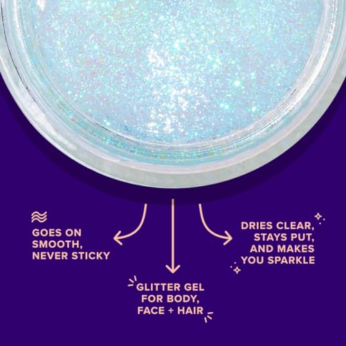 Unicorn Snot Face & Body BIO Glitter - Cosmetic-Grade Holographic Glitter Gel - Plant-Based Glitter Makeup for Festivals, Raves, Anime Cosplay - Safe for Face, Easy Application & Removal (Galaxy)