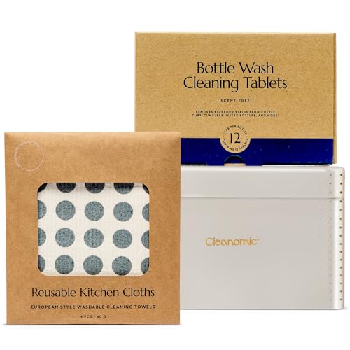 Cleaning Essentials Set | Reusable Cloth, Bottle Wash Tablets, Storage Tin