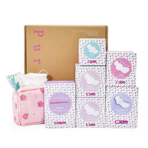 Feminine Care Kit | 98 Pieces, Includes Pads and Tampons for Tweens and Teens