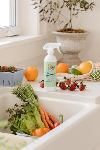 Nellie's Fruit & Veggie Wash - Eco-Friendly Produce Cleaner - Removes Pesticides and Contaminants - Odorless, Tasteless, Gluten-Free, Vegan, and Biodegradable (16 fl oz)