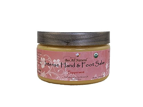 Hand and Foot Salve | Organic, Intense Moisturizer, 4 oz, Peppermint Scent