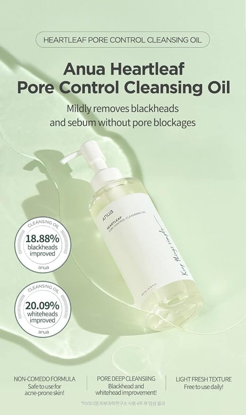 Heartleaf Pore Control Cleansing Oil, Oil Cleanser for Face, Makeup Blackhead Remover, Korean Skin Care 6.76 Fl Oz(200Ml) (Original)