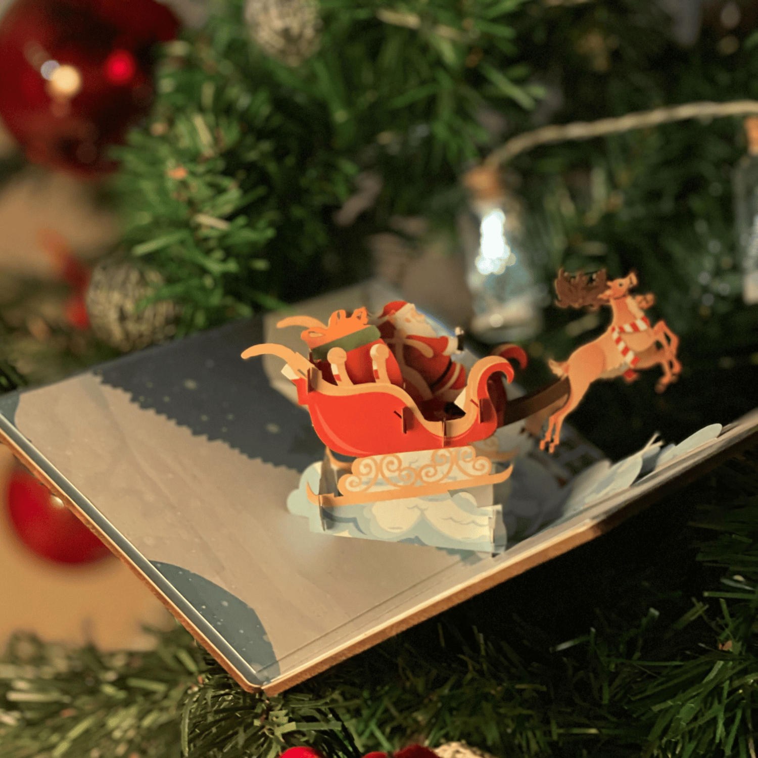 Handcrafted 3D Bamboo Christmas Card - Merry Christmas