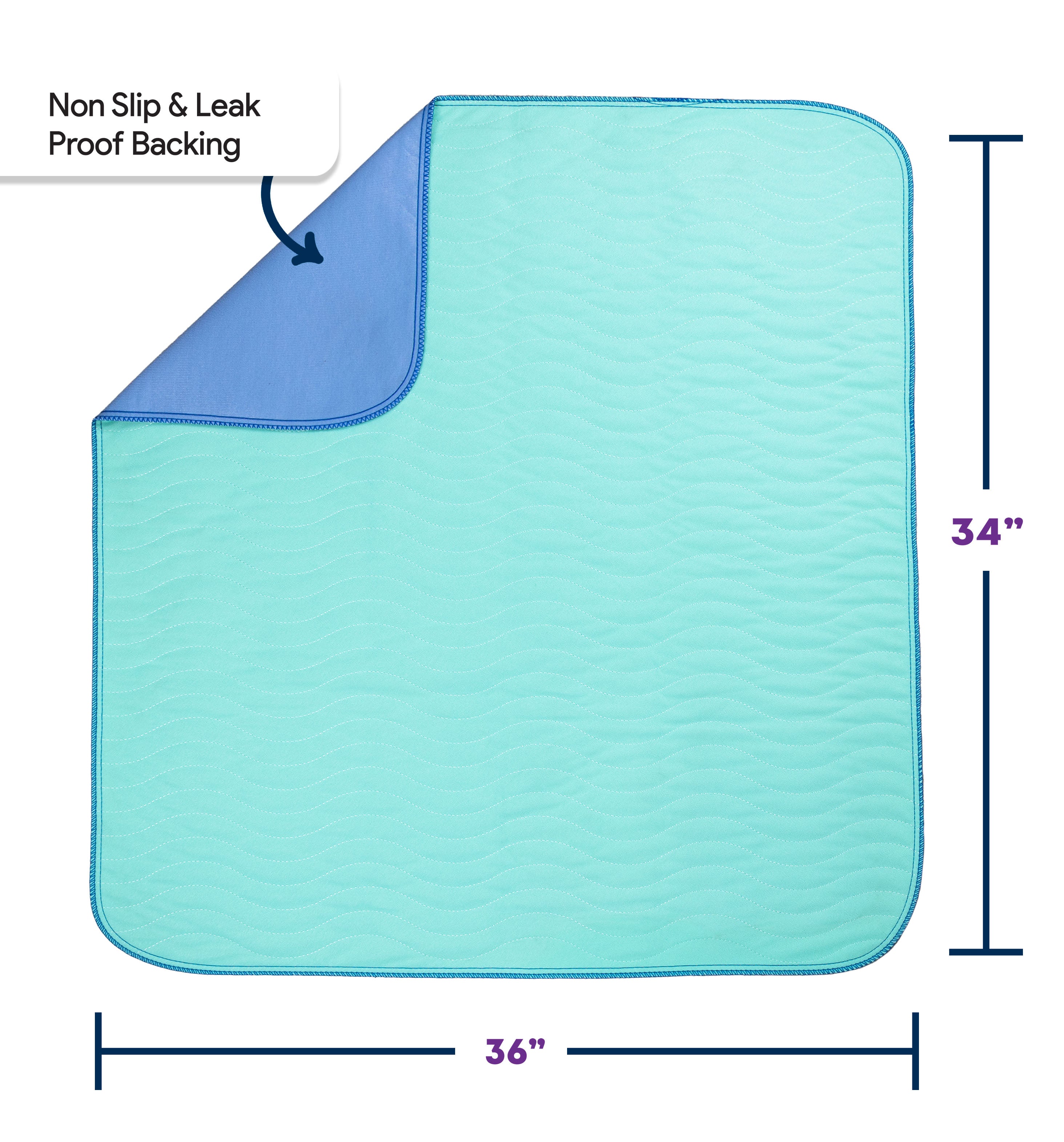 Pack of 6 Washable Underpads - 34" x 36" - Medium