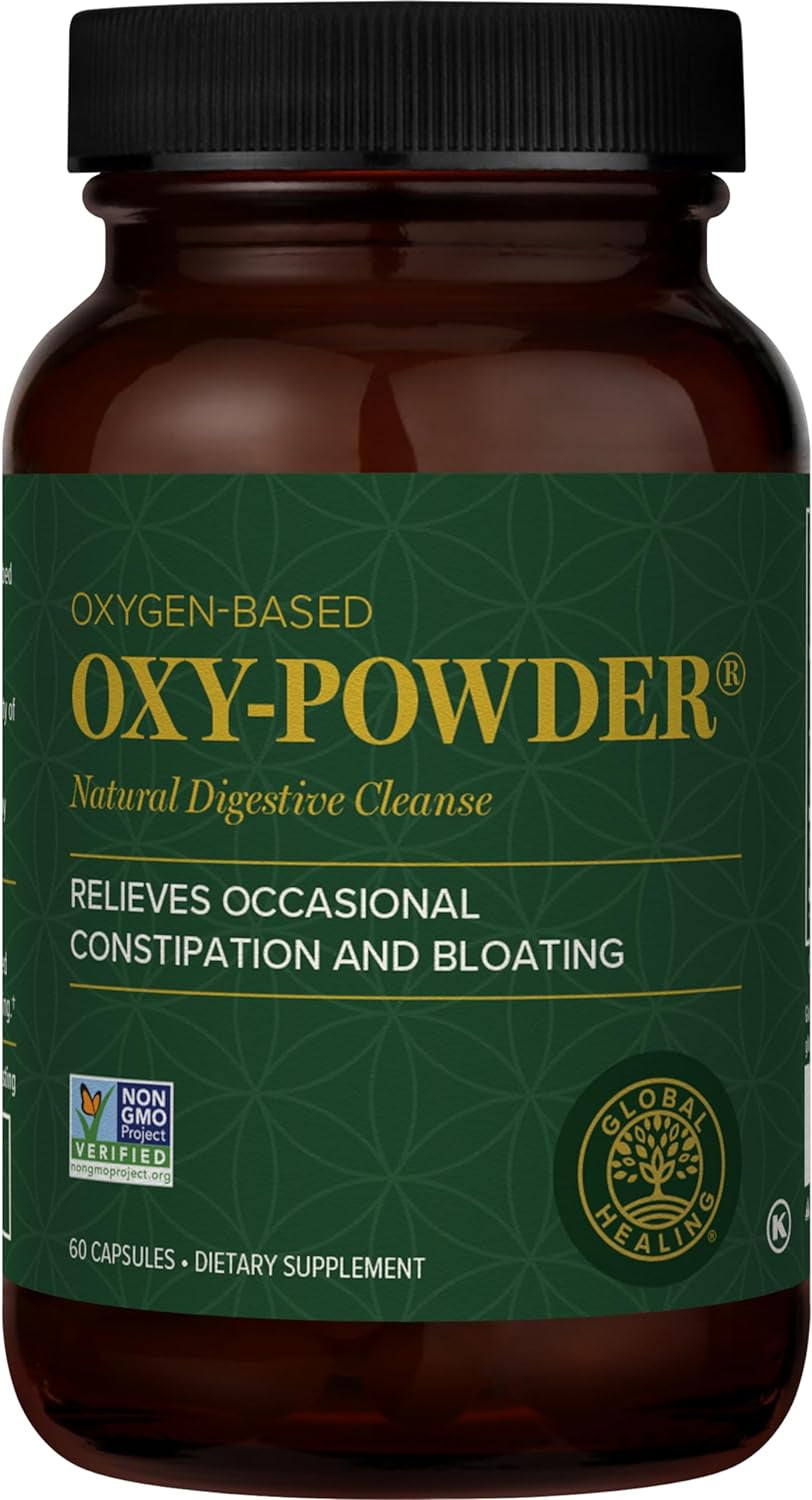 Global Healing Oxy-Powder Colon Cleanse, Constipation Relief for Women & Men, Magnesium Oxide Colon Cleanser & Detox, 15 Day Gut Cleanse & 15 Day Cleanse, Detox Cleanse for Weight Loss (60 Capsules)