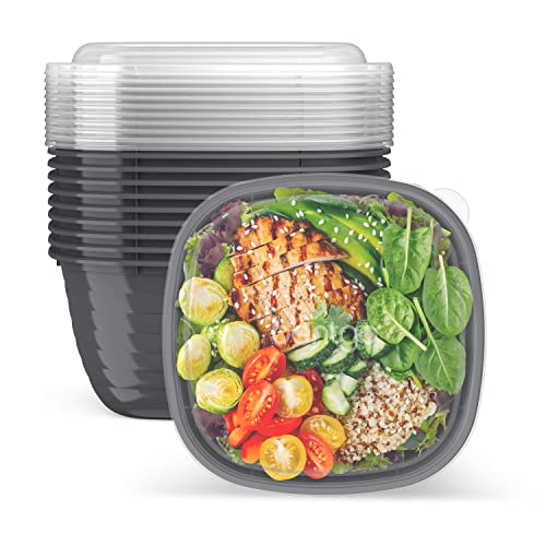 Food Storage Container | 1-Compartment, Reusable, Microwave Safe, Pack of 10 Bowls & Lids